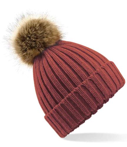Beechfield Faux Fur Pop Pom Chunky Beanie - ORR - ONE